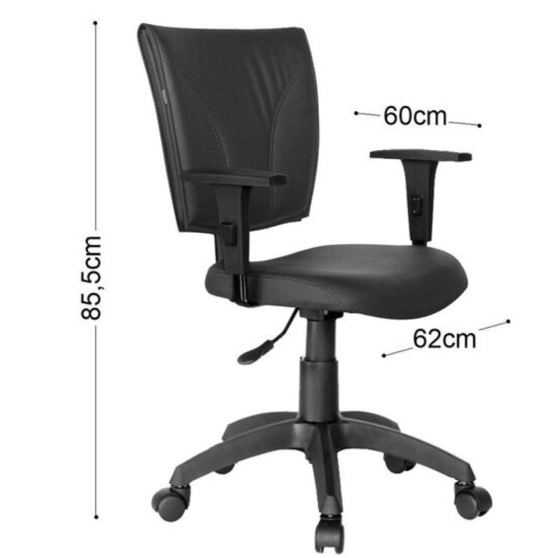 Cadeira B-ONE Giratória com Braços Reguláveis – Corino Preto – 31009 VILLA Móveis para Escritório Executiva 6