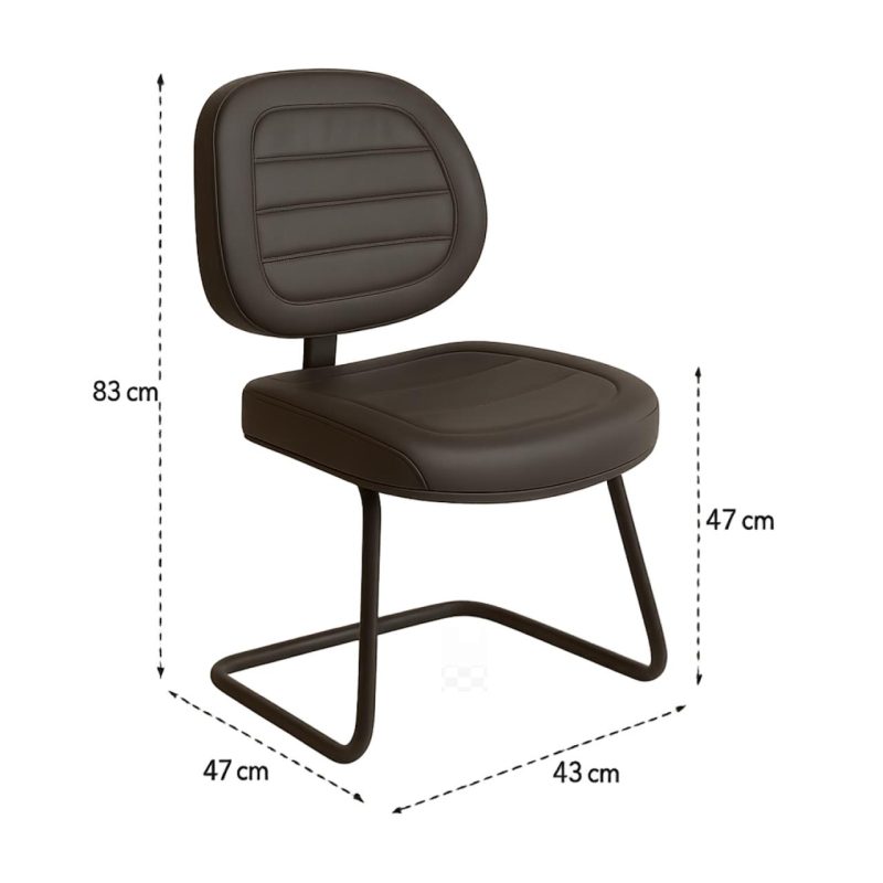 Cadeira Executiva Costurada Base em “S” PRETA – Corino Preto – 31014 VILLA Móveis para Escritório Cadeiras Fixas 7
