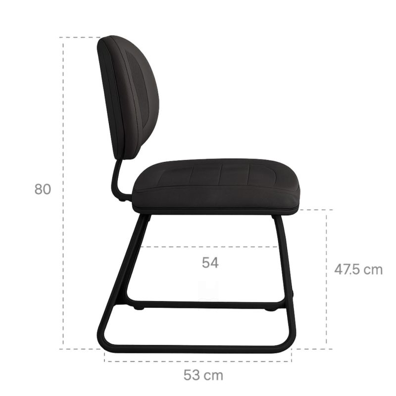 Cadeira Executiva Costurada Base Trapézio – Corino Preto – 31031 VILLA Móveis para Escritório Cadeiras Fixas 6