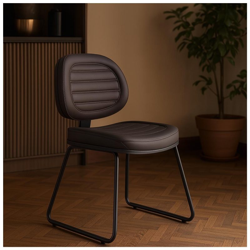 Cadeira Executiva Costurada Base Trapézio – Corino Preto – 31031 VILLA Móveis para Escritório Cadeiras Fixas 8