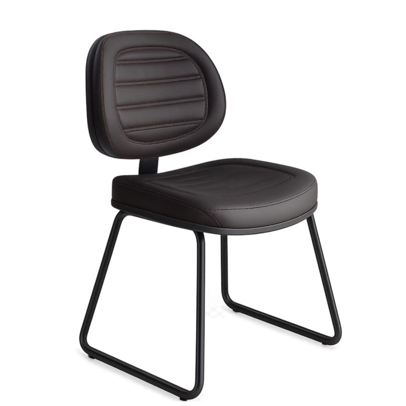 Cadeira Executiva Costurada Base Trapézio – Corino Preto – 31031 VILLA Móveis para Escritório Cadeiras Fixas 2