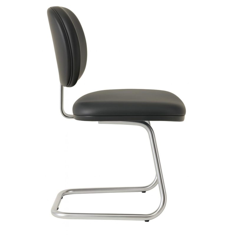 Cadeira Executiva LISA Base em “S” CROMADA – Corino Preto – 31015 VILLA Móveis para Escritório Cadeiras Fixas 4
