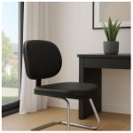 Cadeira Executiva LISA Base em “S” CROMADA – Corino Preto – 31015 VILLA Móveis para Escritório Cadeiras Fixas 15
