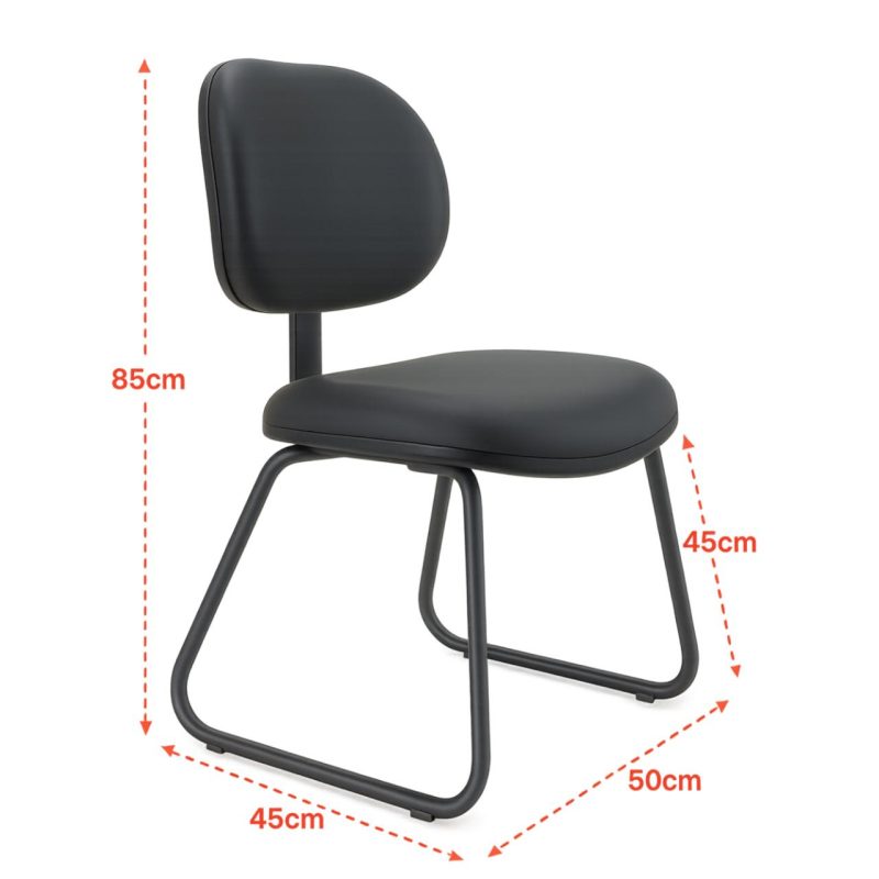 Cadeira Executiva LISA Base Trapézio – Corino Preto – 31030 VILLA Móveis para Escritório Cadeiras Fixas 6