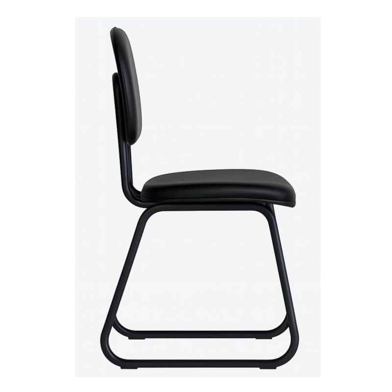 Cadeira Secretária Trapézio – Corino Preto – 31103 VILLA Móveis para Escritório Cadeiras Fixas 3