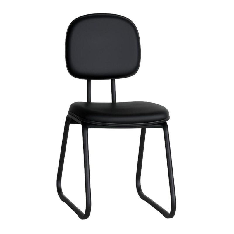 Cadeira Secretária Trapézio – Corino Preto – 31103 VILLA Móveis para Escritório Cadeiras Fixas 2
