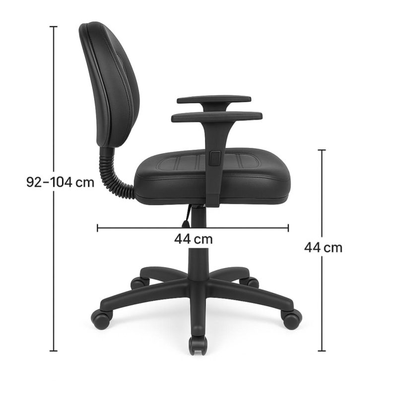 Cadeira Executiva COSTURADA Giratória com Braços Reguláveis – Corino Preto – 31005 VILLA Móveis para Escritório Executiva 5