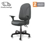 Cadeira Presidente PLUS BACK SYSTEM Baixa Costurada c/ Braços Reguláveis – Corino Preto 32974 VILLA Móveis para Escritório Presidente 11