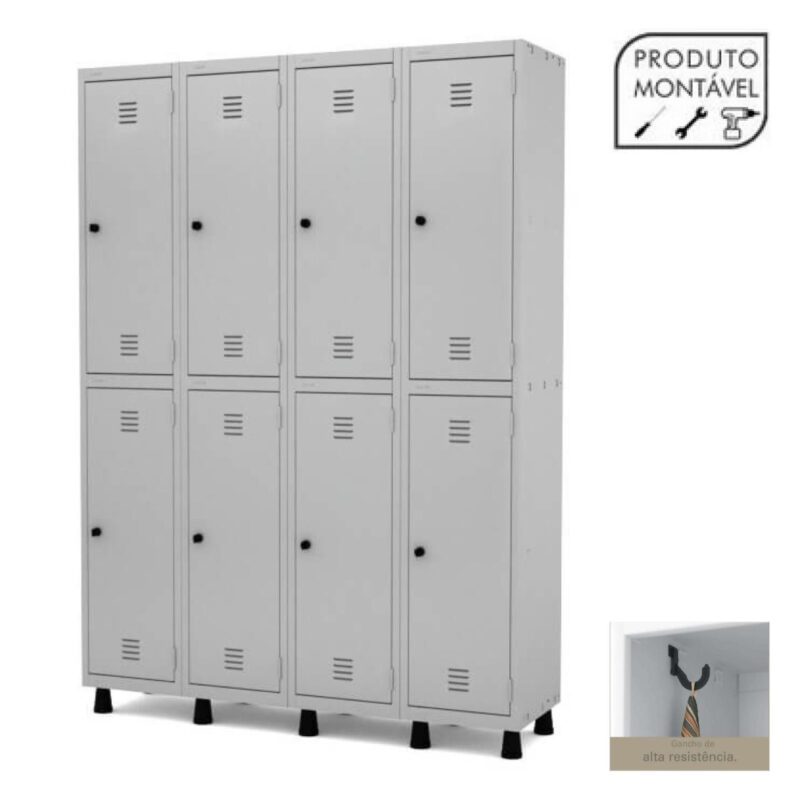 Armário Roupeiro de Aço c/ 08 PORTAS GRANDES – 1,93×1,38×0,40m – CZ/CZ – 10004 VILLA Móveis para Escritório Roupeiro de Aço 2