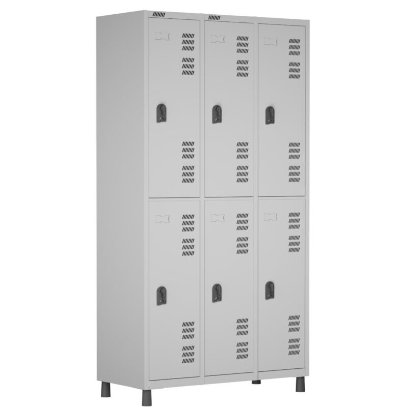 Roupeiro LOCKER de Aço c/ 06 PORTAS GRANDES – 1,90×0,96×0,40m – CZ/CZ – W3 – 11014 VILLA Móveis para Escritório Roupeiro de Aço 2