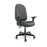 Cadeira Presidente PLUS BACK SYSTEM Baixa Costurada c/ Braços Reguláveis – Corino Preto 32974 VILLA Móveis para Escritório Presidente 8