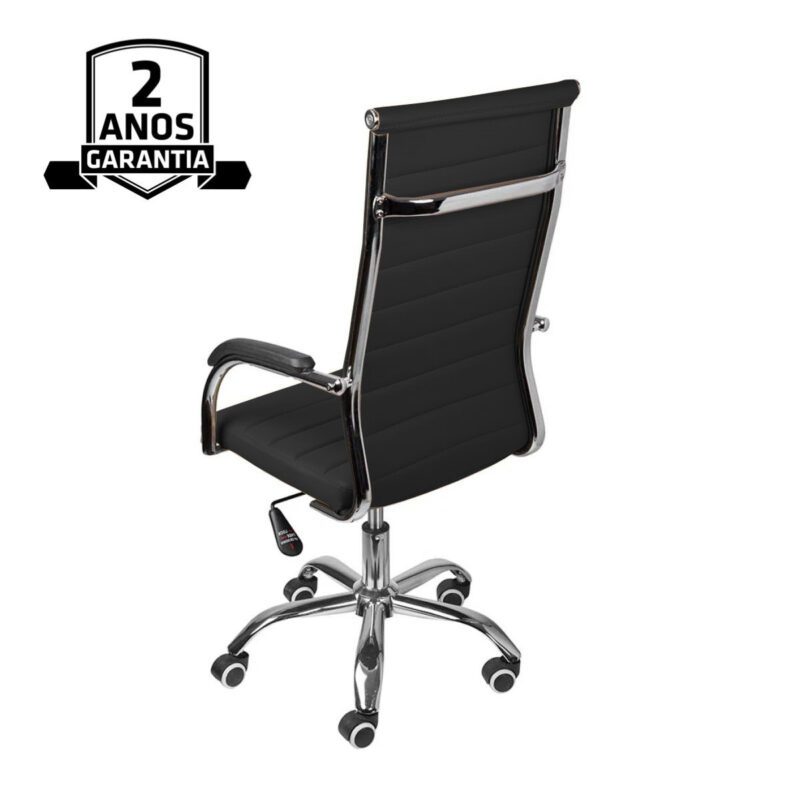 Cadeira de Escritório Florença Giratória – Base Cromada – COR PRETO 31089 VILLA Móveis para Escritório Presidente 4