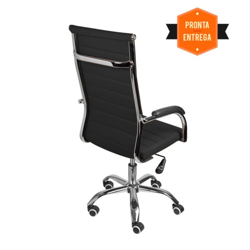 Cadeira de Escritório Florença Giratória – Base Cromada – COR PRETO 31089 VILLA Móveis para Escritório Presidente 5
