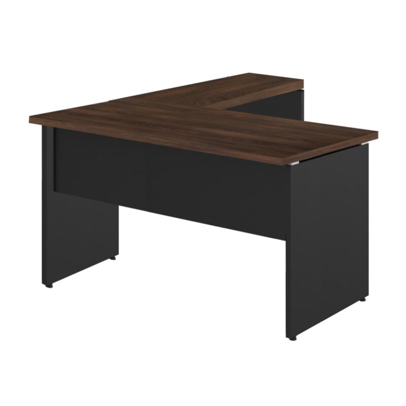 Mesa em “L” (Mesa 1,50m + Mesa Auxiliar) – S/ GAVETAS MARSALA / PRETO – 23476 VILLA Móveis para Escritório Linha 30 mm 2