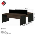Estação de Trabalho Dupla 1,20×1,35m 02 Lugares S/ Gavetas c/ ponto de tomada MARSALA/PRETO – 63089 VILLA Móveis para Escritório Linha 30 mm 8