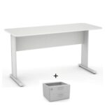 Mesa Escritório 1,20×0,60m – c/ Gavetas CINZA/CINZA – 43084 VILLA Móveis para Escritório JOB Cinza 15 mm 6