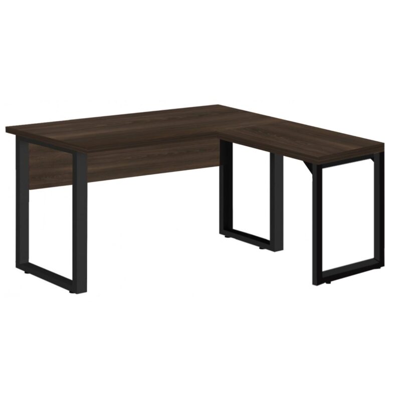 Mesa em L com PÉ QUADRO (Mesa 1,70m + Mesa Auxiliar) – S/ Gavetas MARSALA/PRETO – 25478 VILLA Móveis para Escritório Linha 30 mm 2