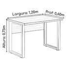Mesa Escritório PÉ QUADRO – 1,20×0,60m – C/ Gavetas – NOGAL SEVILHA/PRETO – 24471 VILLA Móveis para Escritório Linha 40 mm 11