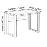 Mesa Escritório PÉ QUADRO 1,70×0,70m -S/ Gavetas – NOGAL SEVILHA/PRETO – 24474 VILLA Móveis para Escritório Linha 40 mm 9