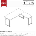 Mesa em L com PÉ QUADRO – (Mesa 1,70m + Mesa Auxiliar) – C/ Gavetas MARSALA/PRETO – 25479 VILLA Móveis para Escritório Linha 30 mm 9