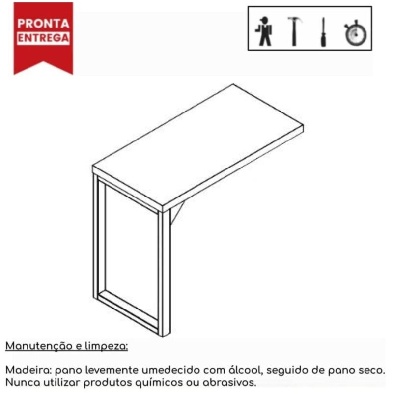 Mesa em L com PÉ QUADRO (Mesa 1,70m + Mesa Auxiliar) – S/ Gavetas MARSALA/PRETO – 25478 VILLA Móveis para Escritório Linha 30 mm 4