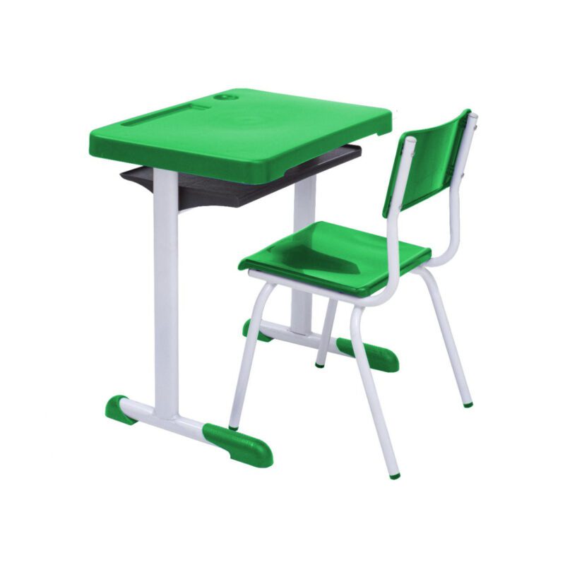 Kit Escolar Individual VERDE – (Mesa e Cadeira) – JUVENIL 06 a 09 Anos COR VERDE – 41084 VILLA Móveis para Escritório Conjunto Escolar 4