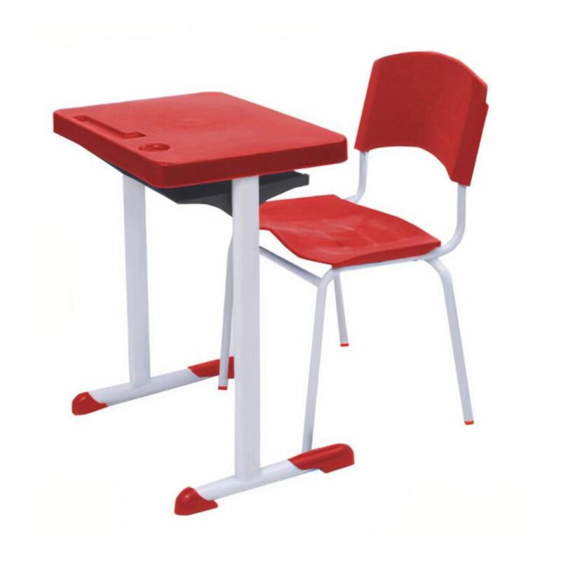 Kit Escolar Individual VERMELHO – (Mesa e Cadeira) – ADULTO – – COR VERMELHO – 40082 VILLA Móveis para Escritório Conjunto Escolar 2