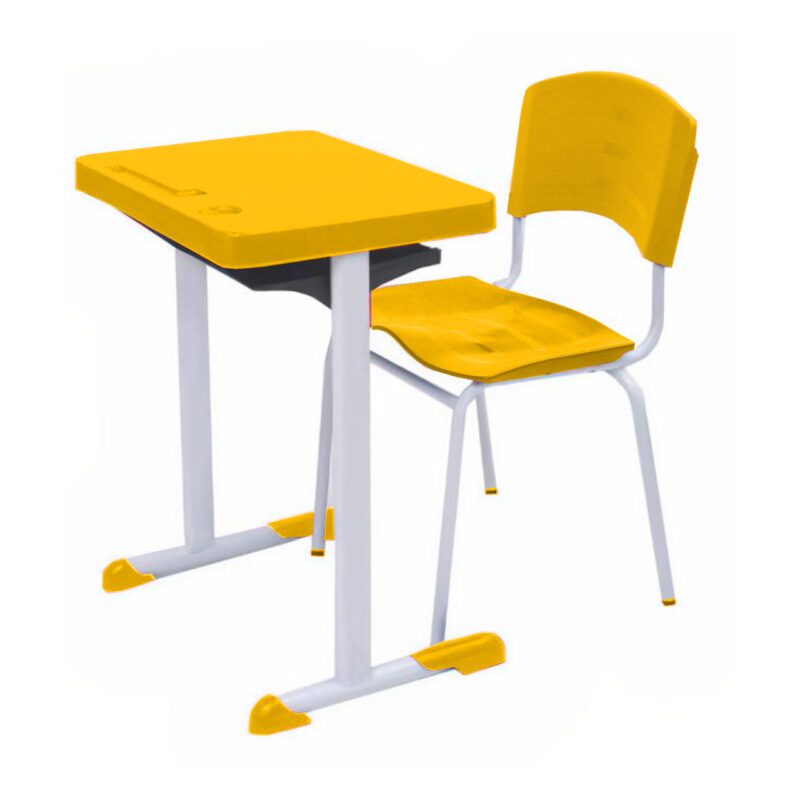 Kit Escolar Individual AMARELO – (Mesa e Cadeira) – ADULTO – – COR AMARELO – 40083 VILLA Móveis para Escritório Conjunto Escolar 2