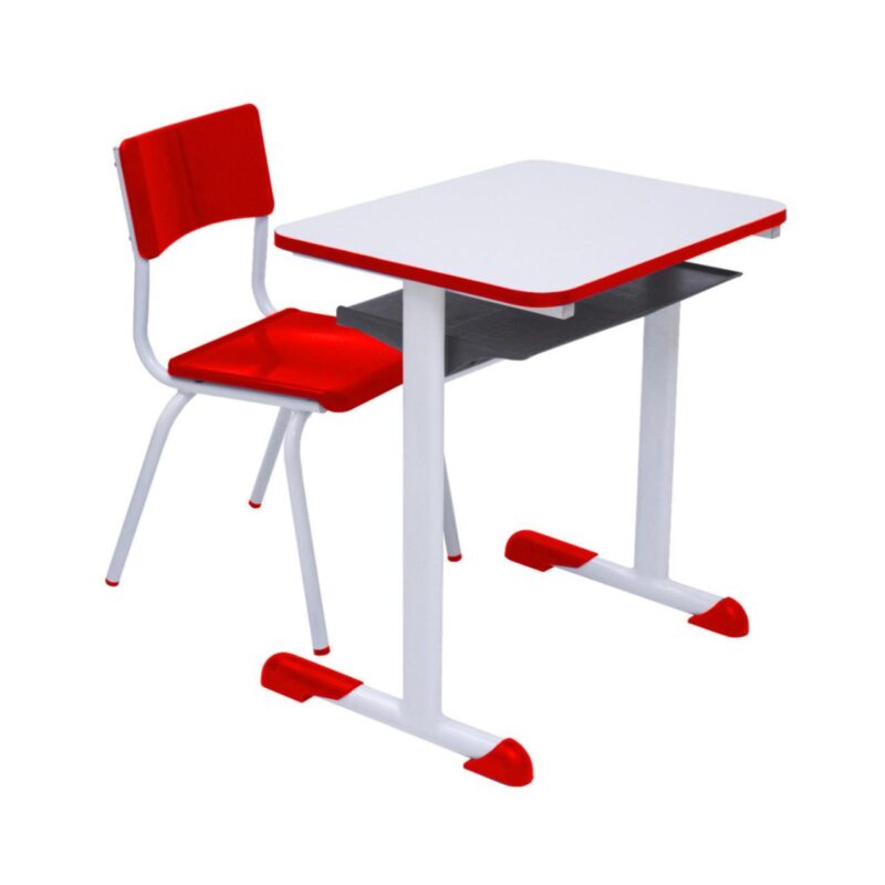 Kit Escolar Individual VERMELHO – (Mesa e Cadeira) – INFANTIL – MADEIRA – COR VERMELHO – 40086 VILLA Móveis para Escritório Conjunto Escolar 2