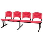 Cadeira Longarina PLASTICA 4 Lugares Cor Vermelho 33096 VILLA Móveis para Escritório Longarinas 6