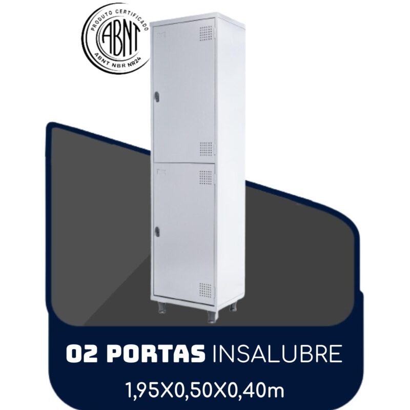 Roupeiro de Aço INSALUBRE c/ 02 Portas – 1,95×0,50×0,40m – CZ/CZ – SA – 14005 VILLA Móveis para Escritório Roupeiro de Aço 2