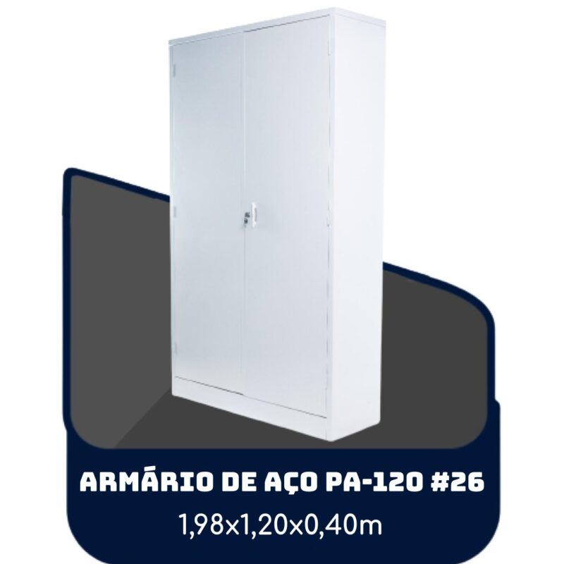 Armário de Aço PA 120 #26 – 1,98×1,20×0,40m – SA – 13121 VILLA Móveis para Escritório Armário de Aço 2