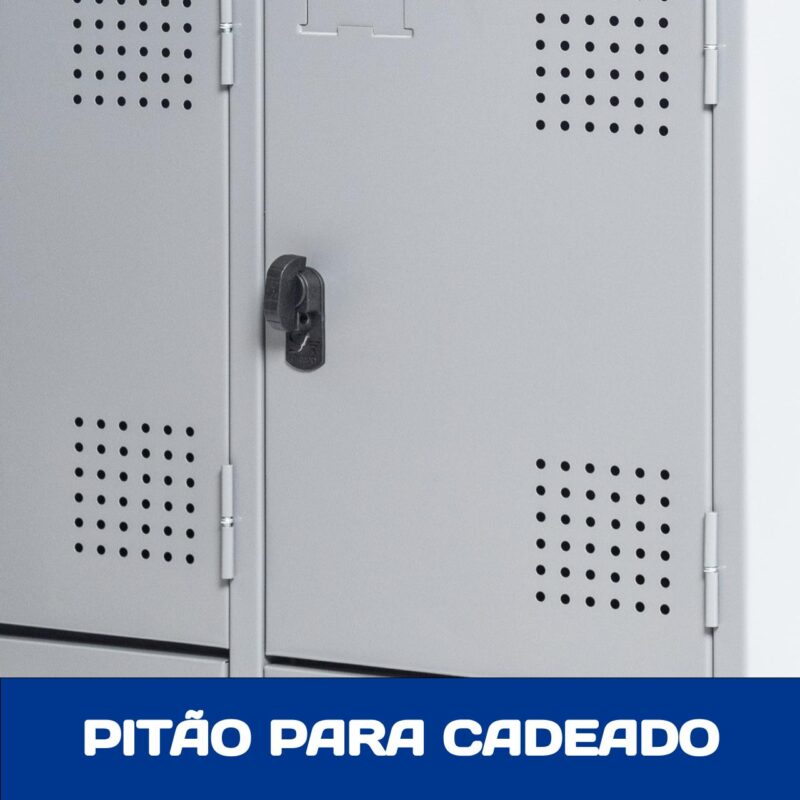 Armário Roupeiro de Aço c/ 10 Portas PEQUENAS – 1,95×0,62×0,40m – SA – CZ/CZ – 14010 VILLA Móveis para Escritório Roupeiro de Aço 5