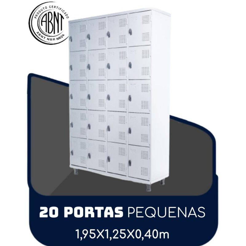 Roupeiro de Aço 20 portas Pequenas – 1,95×1,25×0,40m – CZ/CZ – SA – 14004 VILLA Móveis para Escritório Roupeiro de Aço 2