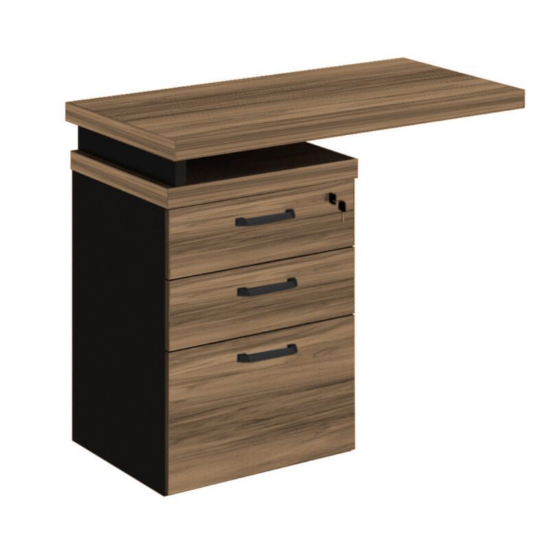 Mesa AUXILIAR c/ 03 Gavetas Pedestal NOGAL SEVILHA/PRETO – 21421 VILLA Móveis para Escritório Linha 40 mm 2