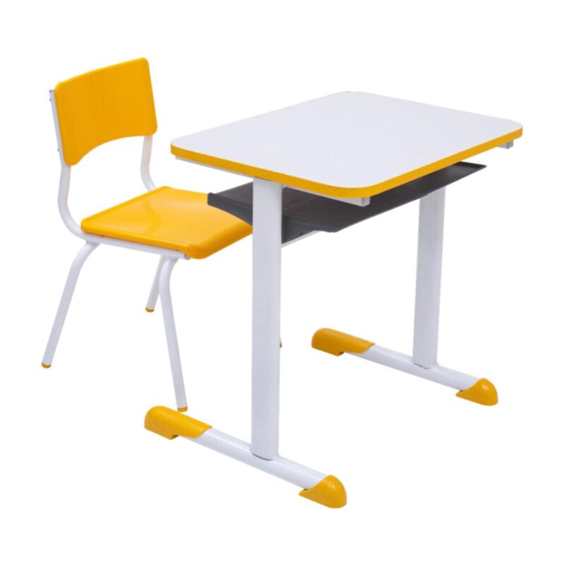 Kit Escolar Individual AMARELO – (Mesa e Cadeira) – JUVENIL – MDF – COR AMARELO – 40094 VILLA Móveis para Escritório Conjunto Escolar 2