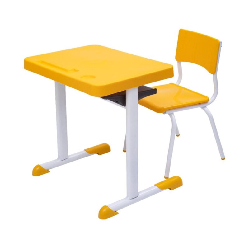 Kit Escolar Individual – (Mesa e Cadeira) – JUVENIL 06 a 09 Anos COR AMARELO – 41083 VILLA Móveis para Escritório Conjunto Escolar 2