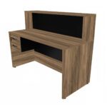 Balcão de Atendimento 1.35×1,13×0,60m – C/ 02 Gavetas NOGAL SEVILHA / PRETO – 63082 VILLA Móveis para Escritório Linha 40 mm 6