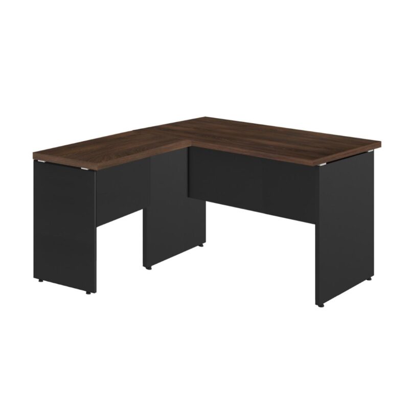 Mesa em L (Mesa 1,35m + Mesa Auxiliar) – S/ Gavetas MARSALA/PRETO – 25422 VILLA Móveis para Escritório Linha 30 mm 2