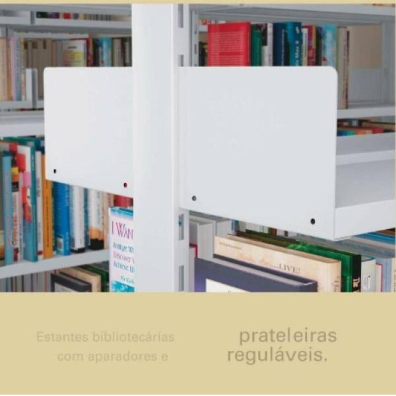 Estante Biblioteca de PAREDE com 06 Bandejas – 1,98×0,92×0,30m – NOBRE – 11108 VILLA Móveis para Escritório Estante de Aço 5