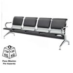 Longarina AEROPORTO ESTOFADA com 04 Lugares – Cor Cromada 33112 VILLA Móveis para Escritório Longarinas 8