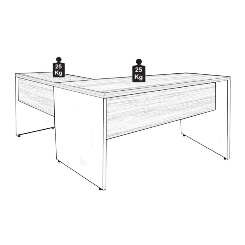 Mesa de Escritório em L com Gavetas – Mesa 1,50m + Mesa Auxiliar NOGAL SEVILHA/PRETO – 21477 VILLA Móveis para Escritório Linha 40 mm 4