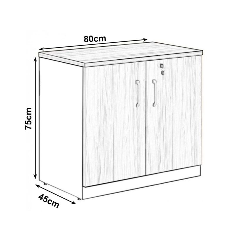 Armário Baixo com 02 Portas – 0,80×0,74×0,45 m NOGAL SEVILHA/PRETO – 21411 VILLA Móveis para Escritório Linha 40 mm 3