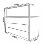 Balcão de Atendimento 1.35×1,13×0,60m – C/ 02 Gavetas NOGAL SEVILHA / PRETO – 63082 VILLA Móveis para Escritório Linha 40 mm 7