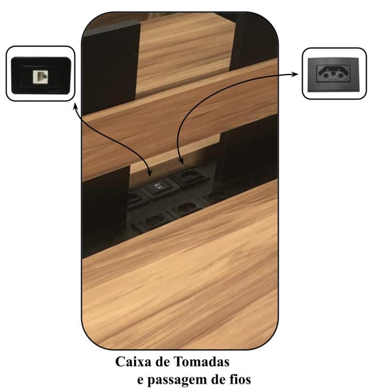 Mesa Componível INICIAL – S/ Gavetas – 1,20×1,20m NOGAL SEVILHA/PRETO – 21480 VILLA Móveis para Escritório Linha 40 mm 3