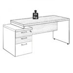 Mesa PEDESTAL RETA (03 Gavetas) 1,92X0,70m Marsala/Preto – 23485 VILLA Móveis para Escritório Linha 30 mm 12