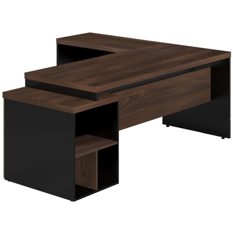 Mesa PEDESTAL com MESA AUXILIAR 1,92×1,60m – Marsala/Preto – 23484 VILLA Móveis para Escritório Linha 30 mm 2