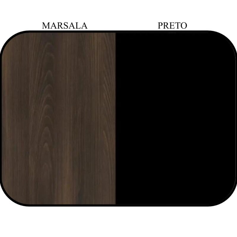 Mesa de Reunião Retangular 2,00×0,90m – C/ Caixa de Tomadas MARSALA / PRETO – 51015 VILLA Móveis para Escritório Mesa de Reunião 6