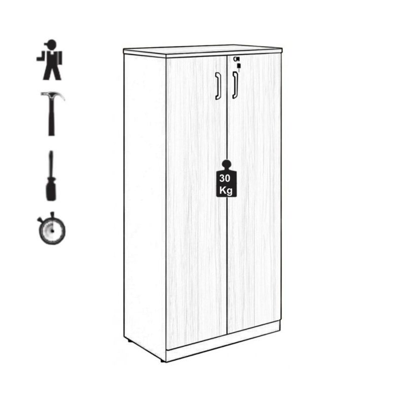 Armário Alto Fechado com 02 Portas – 1,60×0,80×0,45m MARSALA / PRETO – 51009 VILLA Móveis para Escritório Linha 30 mm 4