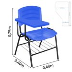 Cadeira Universitária Plástica Prancheta PLÁSTICA – COR AZUL 34023 VILLA Móveis para Escritório Carteira Escolar 7